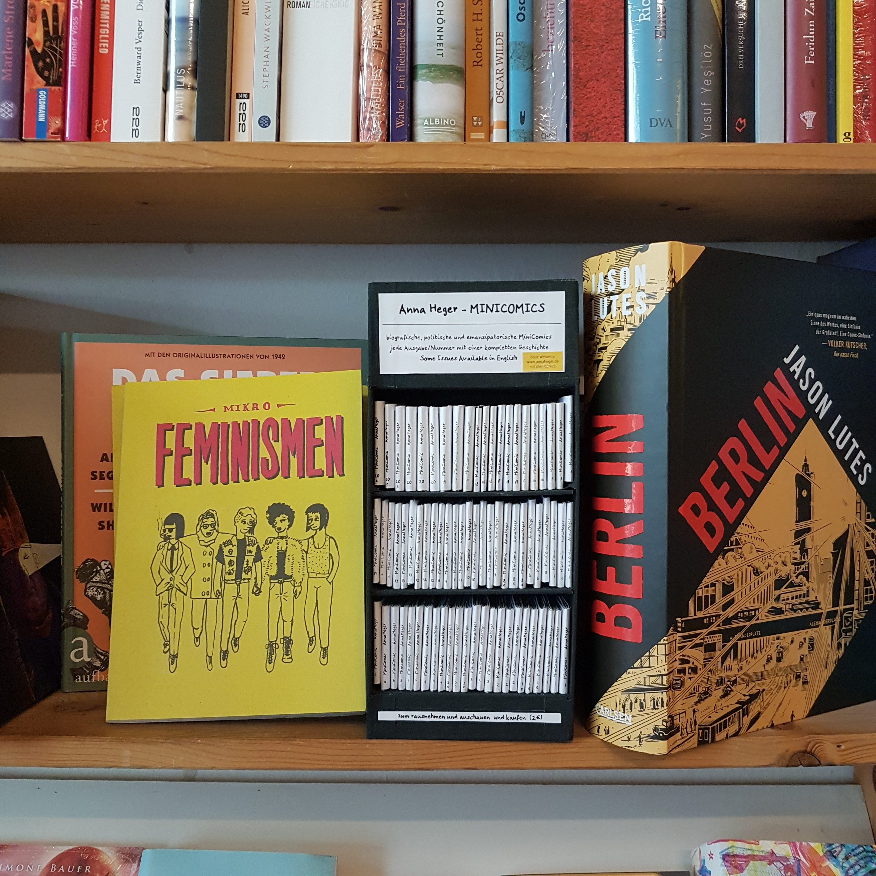 minicomic shelf in the bookshop b_books