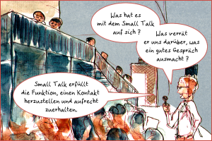 Ausschnitt eines Comics, das eine Diskussionsveranstaltung dokumentiert