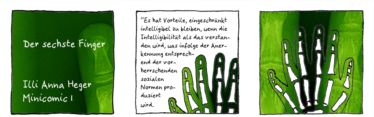 Minicomic 01 : Der sechste Finger, visuelles Comic, das ganze Comic wird im folgenden in reinen Text transkribiert