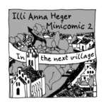 Link to minicomic 2, In the next village, illustrated with a view on a village with a little church from the air.