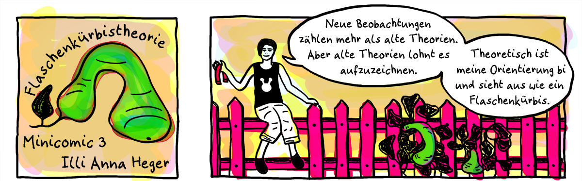  Minicomic 3 Flaschenkürbistheorie, das ganze Comic wird im folgenden in reinen Text transkribiert