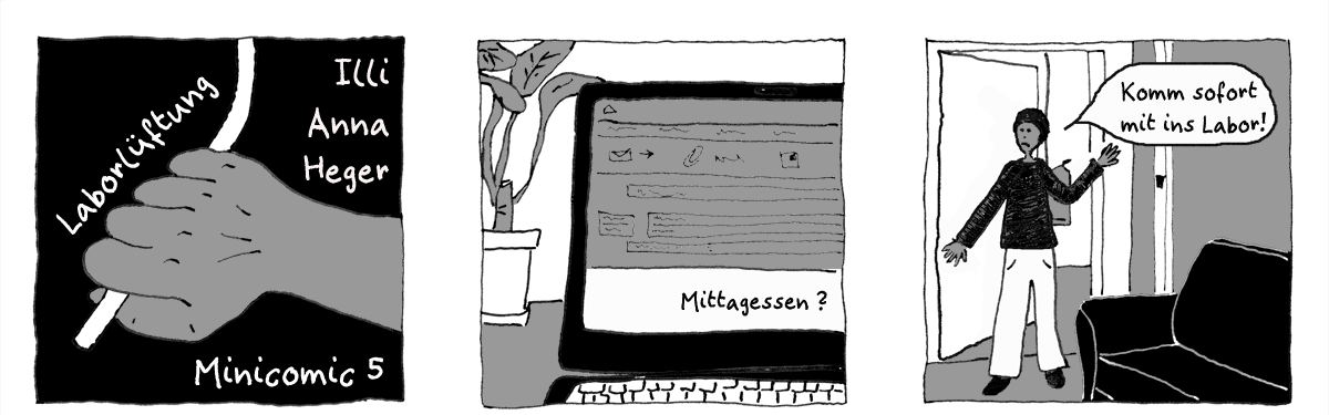 Minicomic 5: Laborlüftung, das ganze Comic wird im folgenden in reinen Text transkribiert