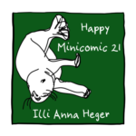 Link to minicomic 21, called Happy, illustrated with an otter swimming downwards with a green background.