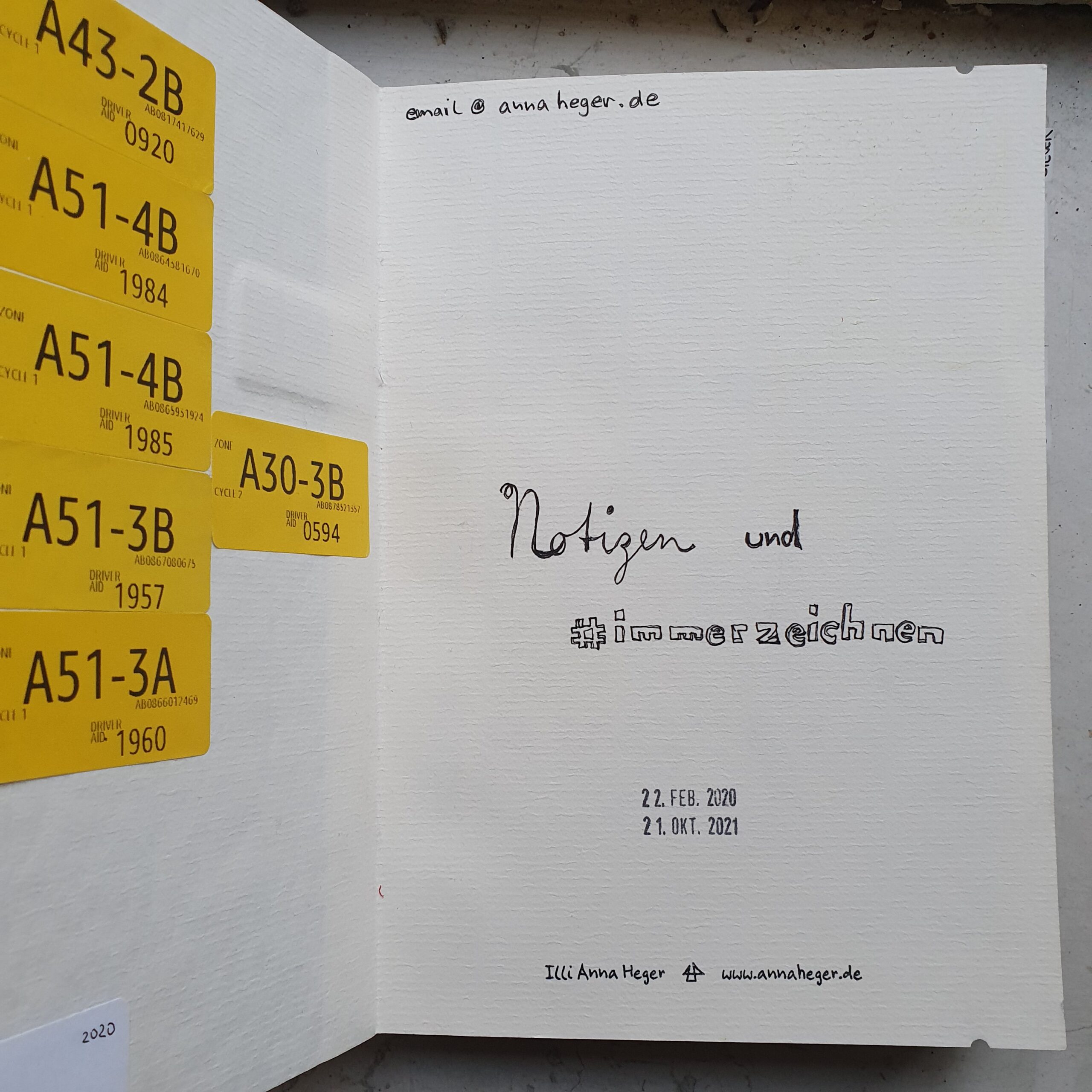 Erste Seite mit dem Schriftzug Notizen Immmerzeichnen.