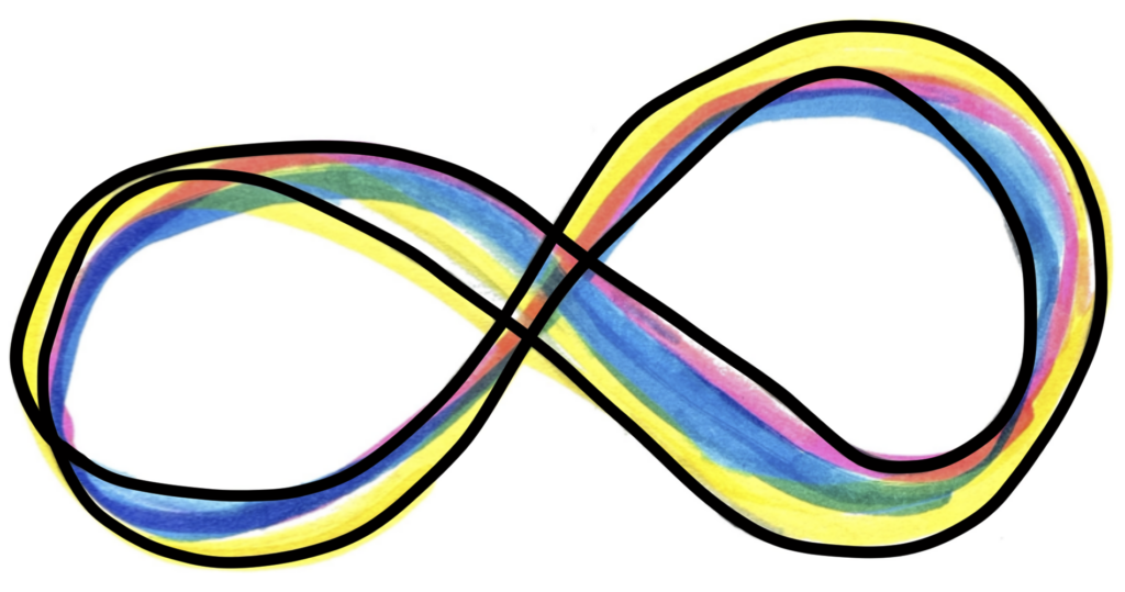 Without background or panel borders, an empty and complete infinity sign floats.