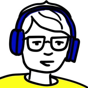 Portrait of Illi with glasses, short hair and blue headphones. Illi says:
