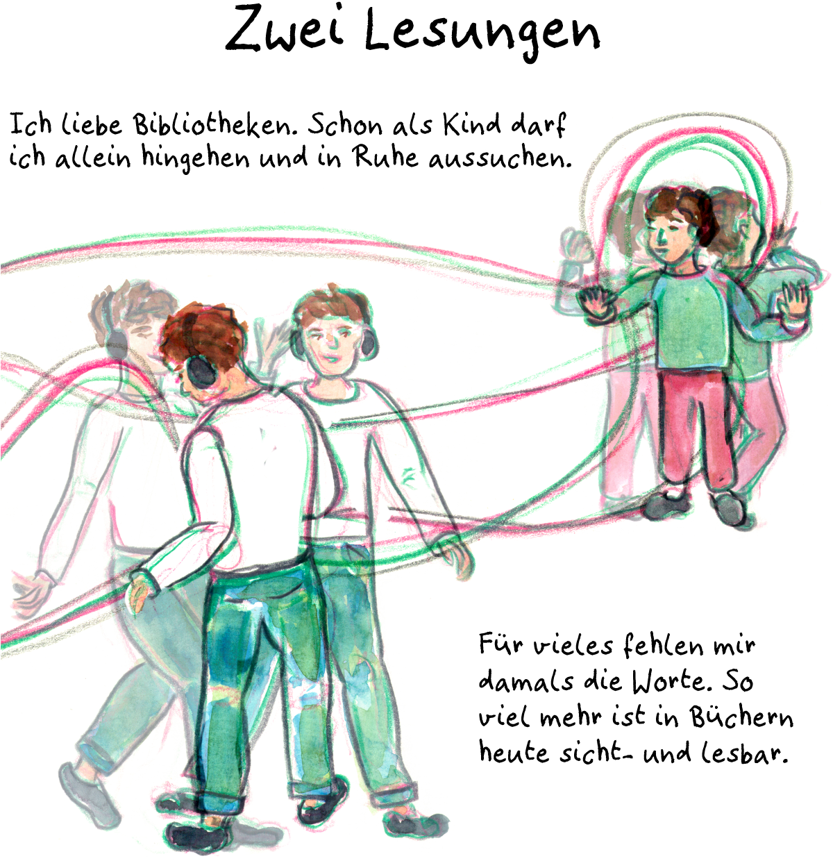 Comic: Zwei Lesungen, das ganze Comic wird im folgenden in reinen Text transkribiert