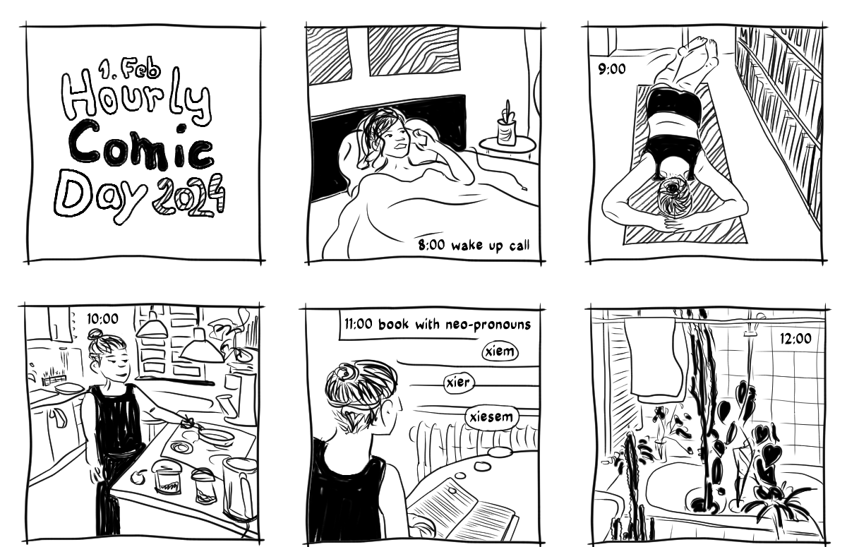 Hourly Comic Day 2024, the entire comic is transcribed to plain text